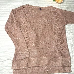 NYDJ Sequin Pullover Sweater Pale Pink Oversized Size S Small Women’s Runs Big